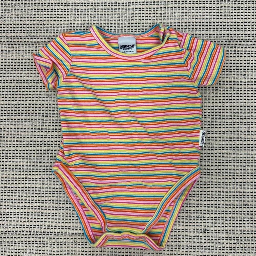 Y2K Baby Girls OshKosh Rainbow Stripe Onesie 0-3m